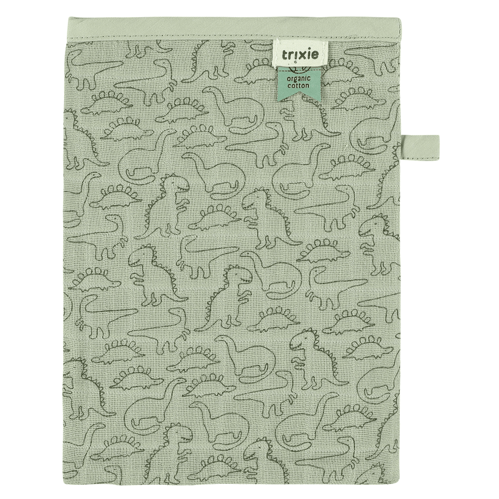 Trixie - Muslin Washcloth Set - Daring Dino - 3 Pcs