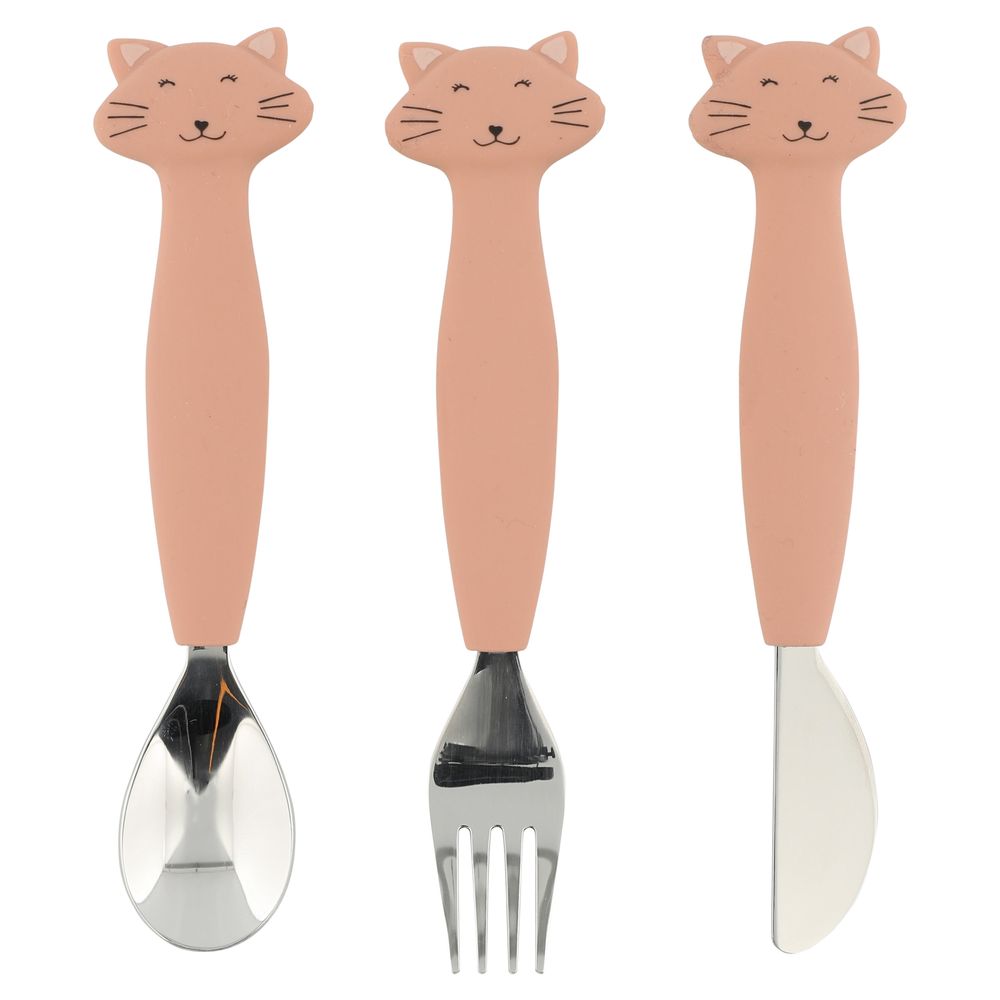 Trixie - Stainless Steel Cutlery Set WithSilicone Handle - Mrs. Cat