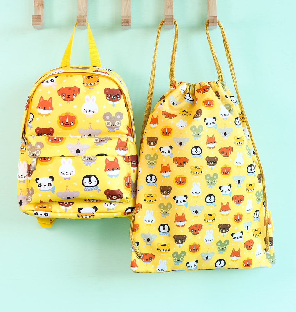 A little Lovely Company - Kids Drawstring Bag - Animal Friends - 16-Inch/41cm