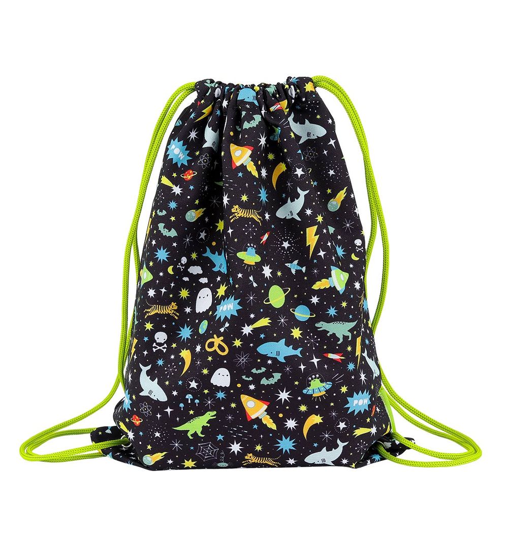 A little Lovely Company - Kids Drawstring Bag - Galaxy - 16-Inch/41cm