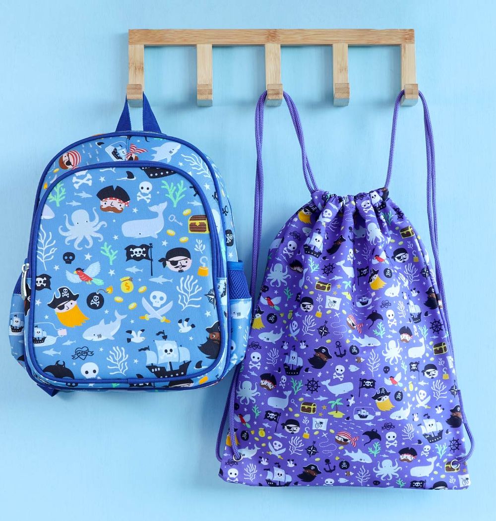 A little Lovely Company - Kids Drawstring Bag - Pirates - 16-Inch/41cm