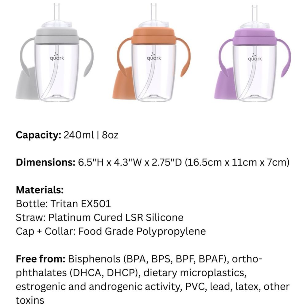 Quark BuubiBottle Sip Straw Cup - 240 ml