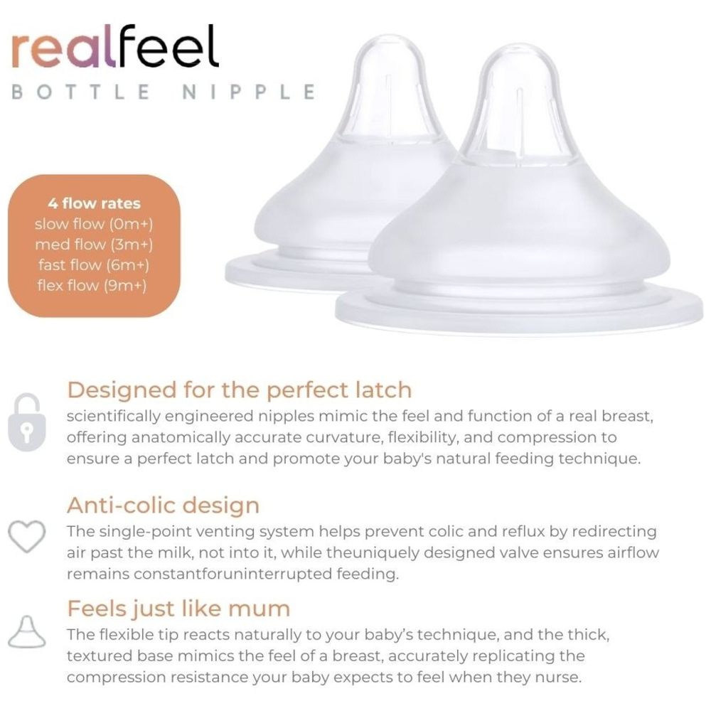Quark RealFeel Bottle Nipples - Flex Flow - Pack of 2