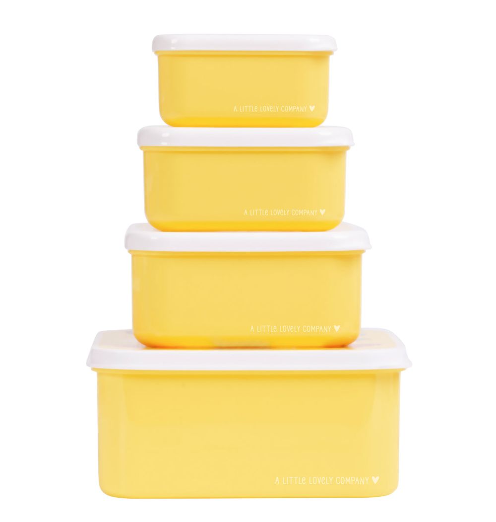 A little Lovely Company - Kids Lunch & Snack Box Set - 4 Pcs - Animal Friends