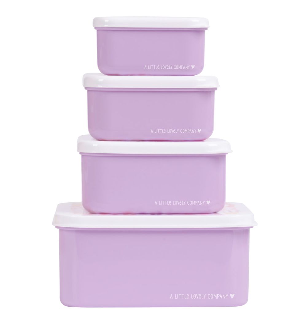 A little Lovely Company - Kids Lunch & Snack Box Set - 4 Pcs - Flower Garden