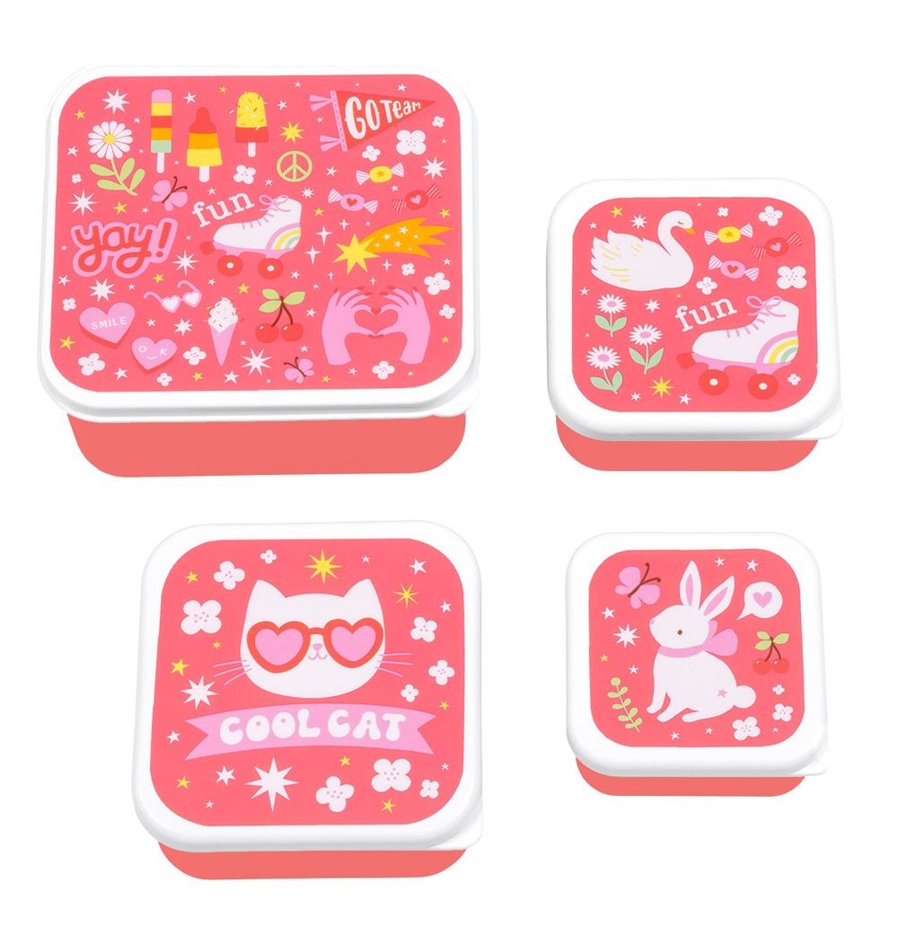 A Little Lovely Company - Lunch & Snack Box Set - Fun - 4 Pcs