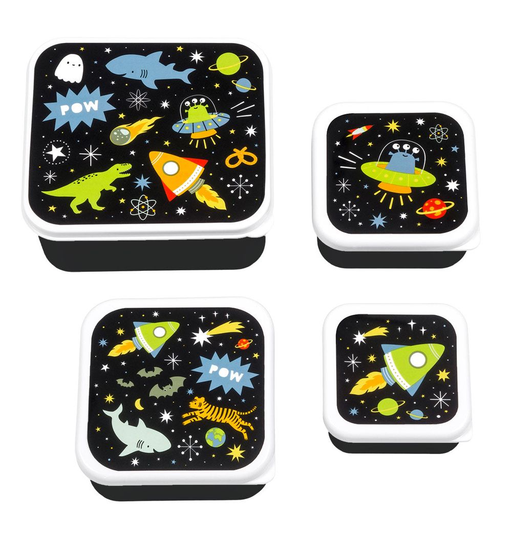 A Little Lovely Company - Lunch & Snack Box Set - Galaxy - 4 Pcs