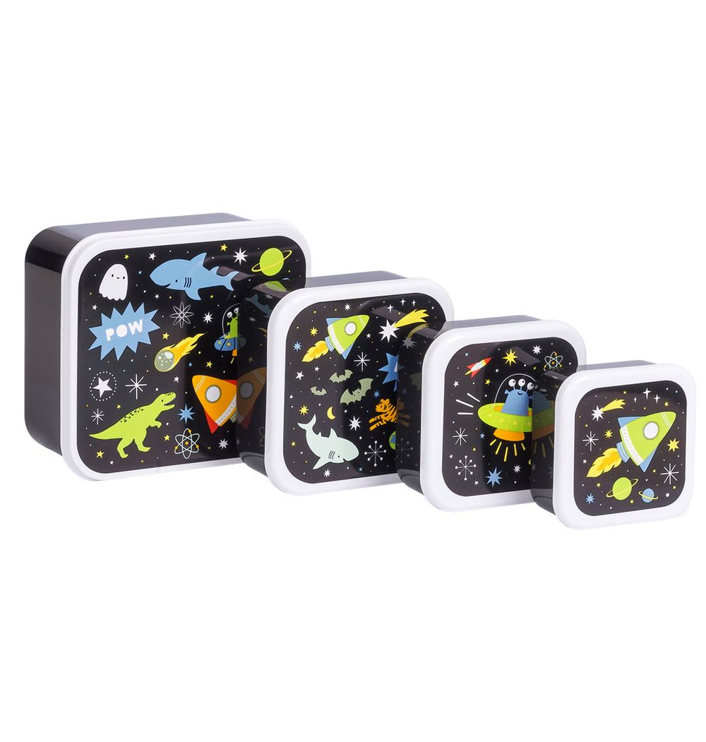 A Little Lovely Company - Lunch & Snack Box Set - Galaxy - 4 Pcs