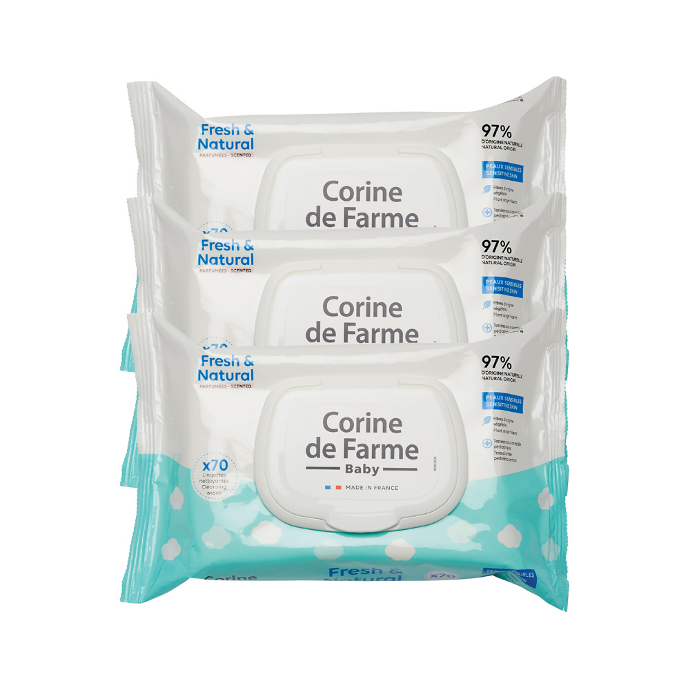 Corine De Farme - Fresh & Natural Scented Baby Wipes - Pack of 3 - 210 Pcs