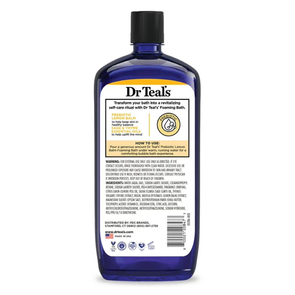 Dr Teal's Foaming Bath With Epsom Salt - Prebiotic Lemon Balm - 1000 ml