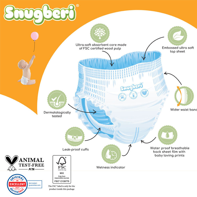 Snugberi - Baby Diaper - Size 4 Large - 7-12 kg - Pack Of 3 - 24 Pcs