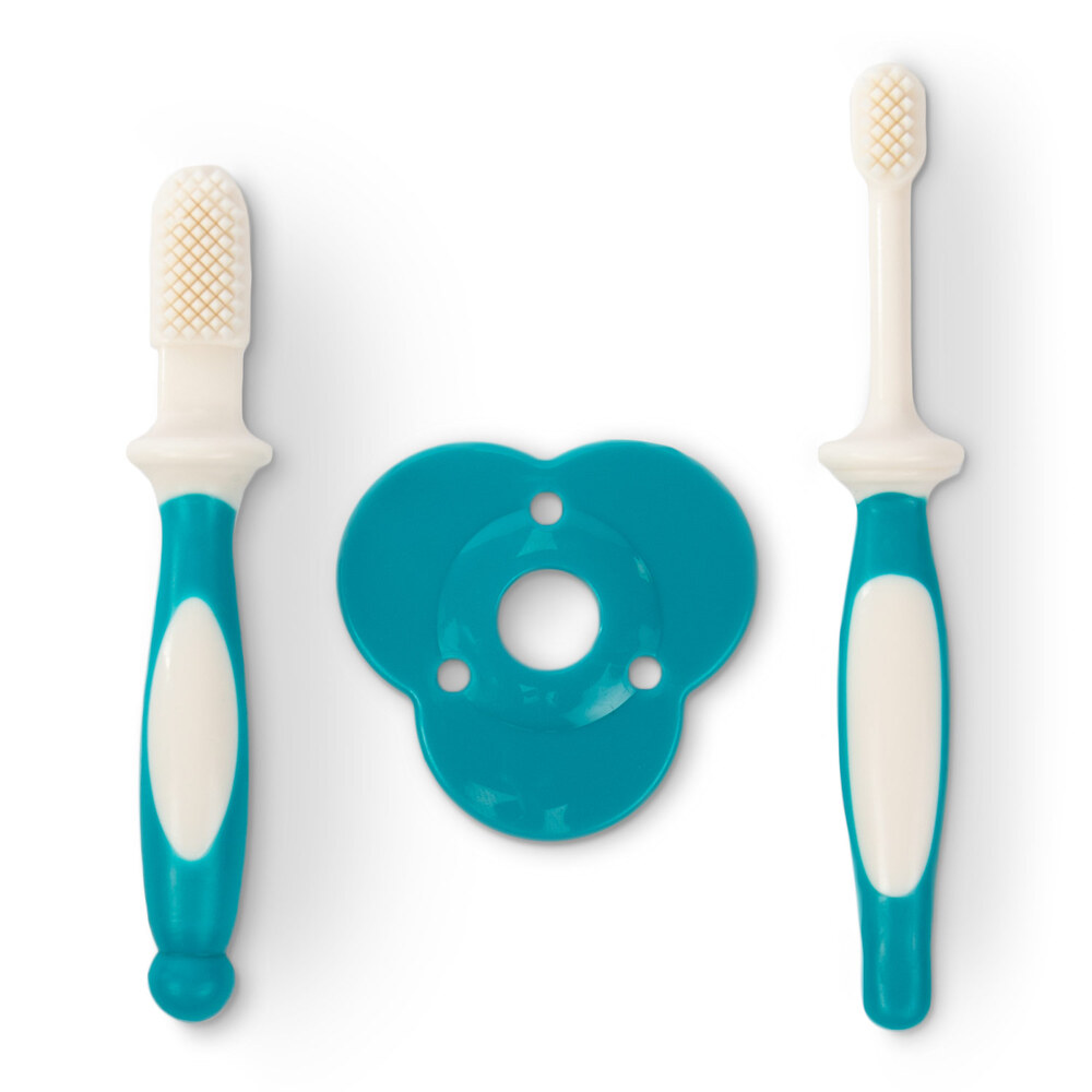 Baboo - Silicone Baby Toothbrush Set - 6m+ - Lagoon Fiesta