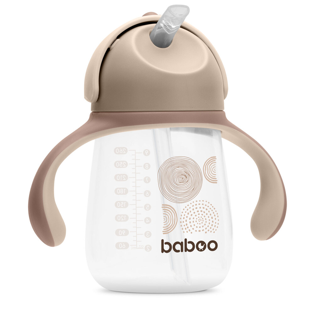 Baboo - Sippy Cup With Silicone Straw - Au Naturale - 260ml - 9m+