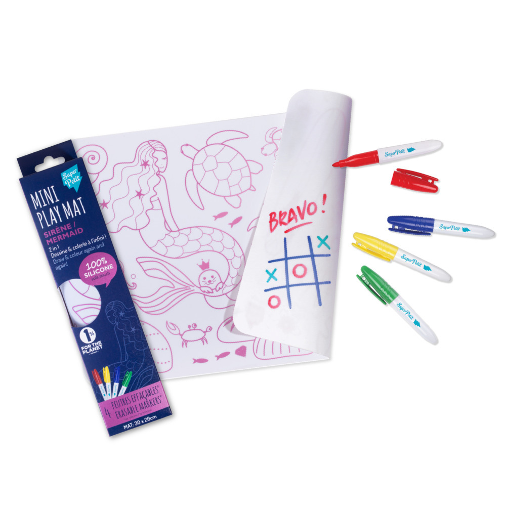 Super Petit - Mermaid Reversible Mini Playmat With 4 Markers