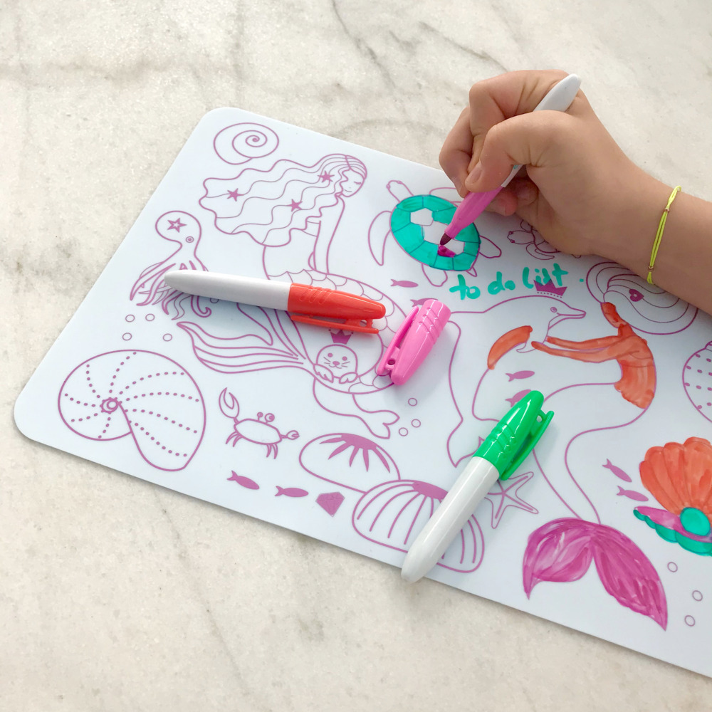 Super Petit - Mermaid Reversible Mini Playmat With 4 Markers