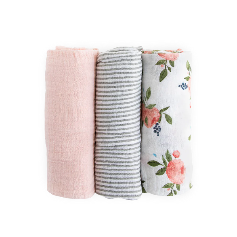 Little Unicorn - Cotton Muslin Swaddle - Pack of 2 - Watercolor Roses 2