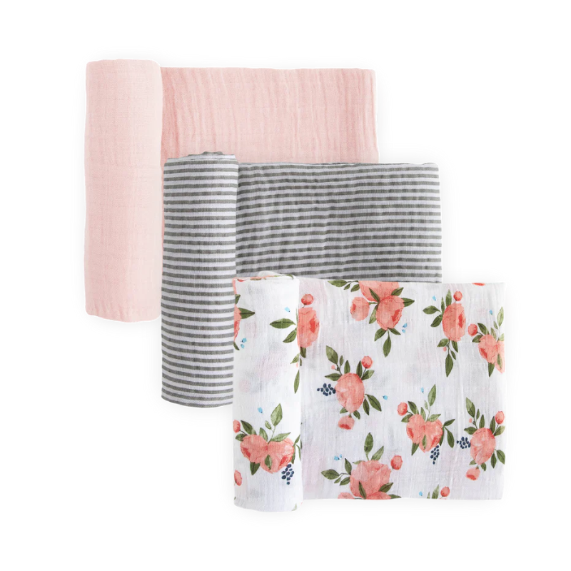 Little Unicorn - Cotton Muslin Swaddle - Pack of 2 - Watercolor Roses 2