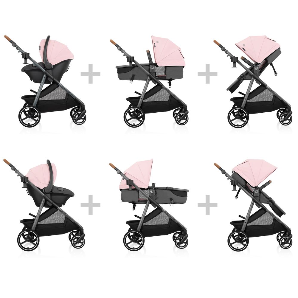 Evenflo - Shyft Intuiti Travel System Revolve180 Rotational Infant Car Seat - Pink