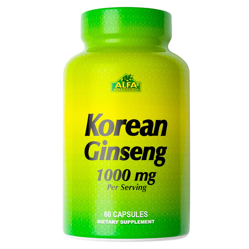 Alfa Vitamins - Korean Ginseng 1000 mg Supplement Capsules - 60 Pcs