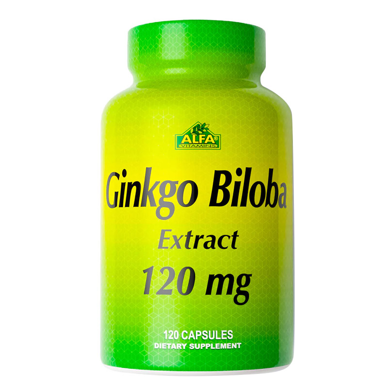 Alfa Vitamins - Ginkgo Biloba 120 mg Brain Function & Memory Support Supplement Capsules - 120 Pcs