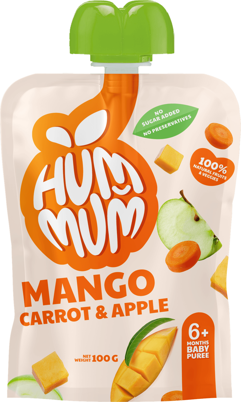 Hummum - Baby Puree - Mango, Carrot & Apple - Pack of 5 - 100 gm