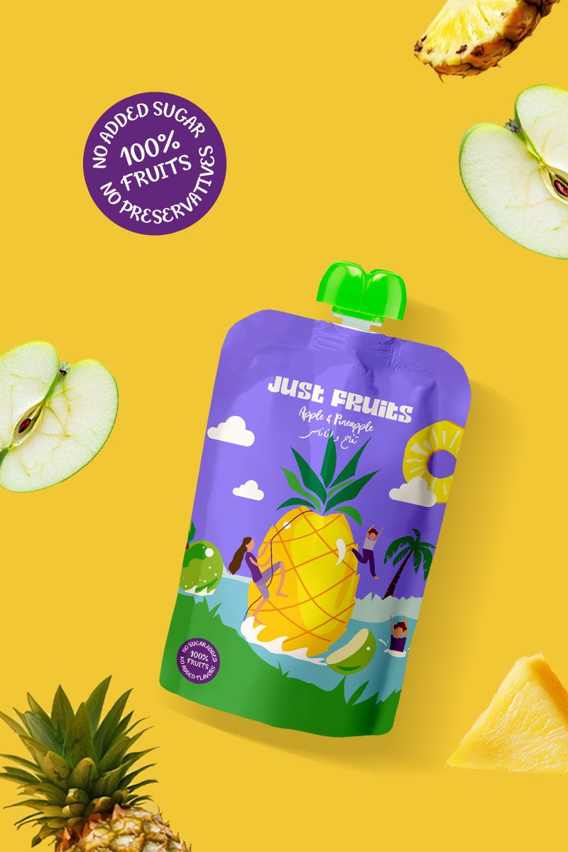 Just Fruits - Baby Puree - Apple & Pineapple - 110 gm