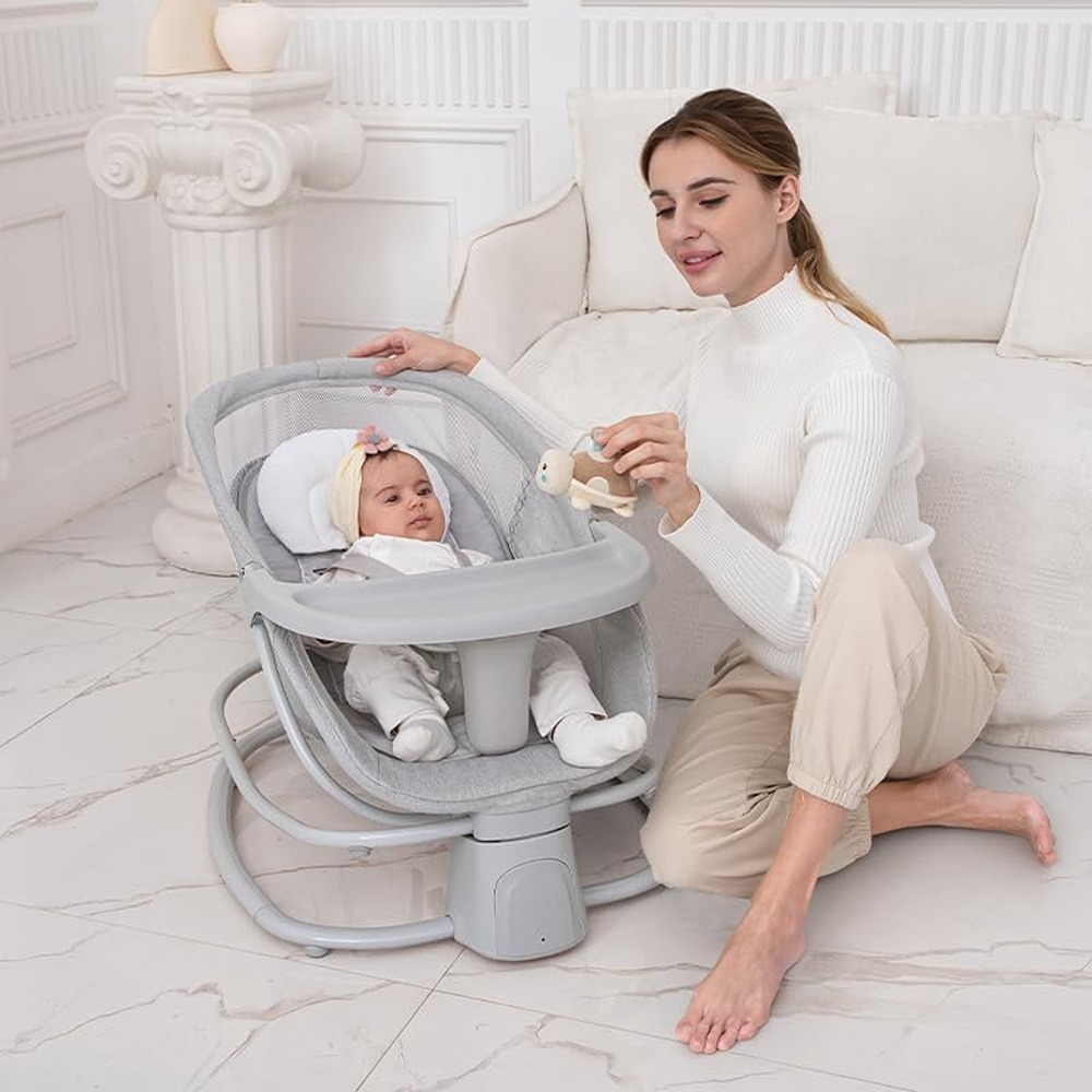 Mastela 4-In-1 Baby Electric Rocking Chair - Light Grey