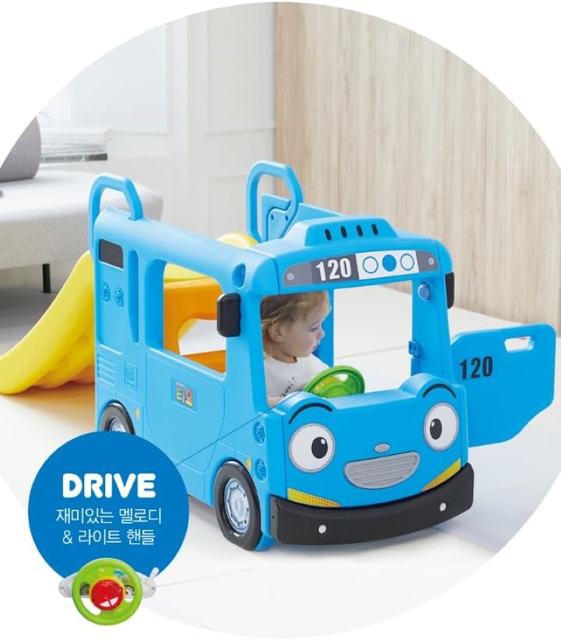 Factual Toys - Compact Tayo Bus Slide Indoor & Outdoor Playset Best Gift For Kids - Blue