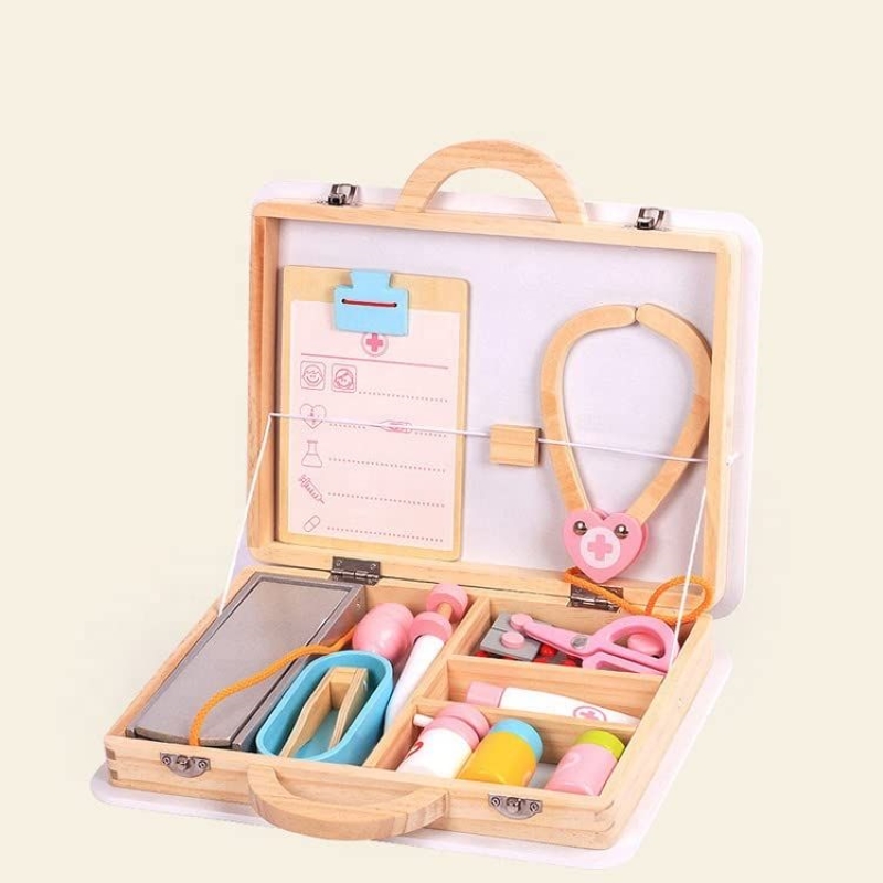 Factual Toys - Kids Wooden Pretend Play Doctor Toy Set - 16pcs