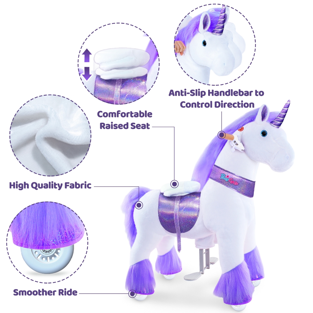 Pony Cycle - Kids Manual Ride-On Unicorn Horse - Purple - Small