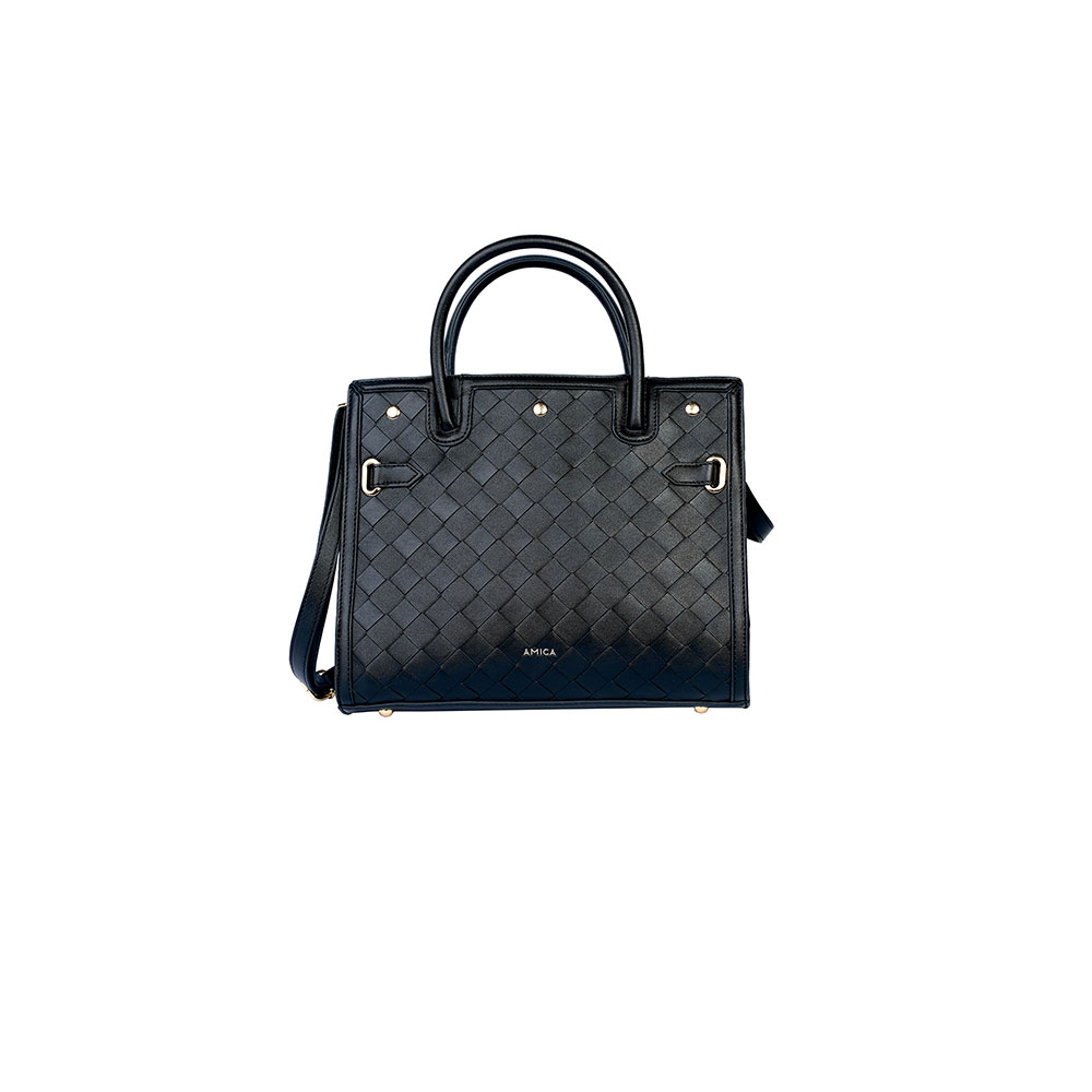 Amica - Makeda Weaved Leather Satchel Handbag