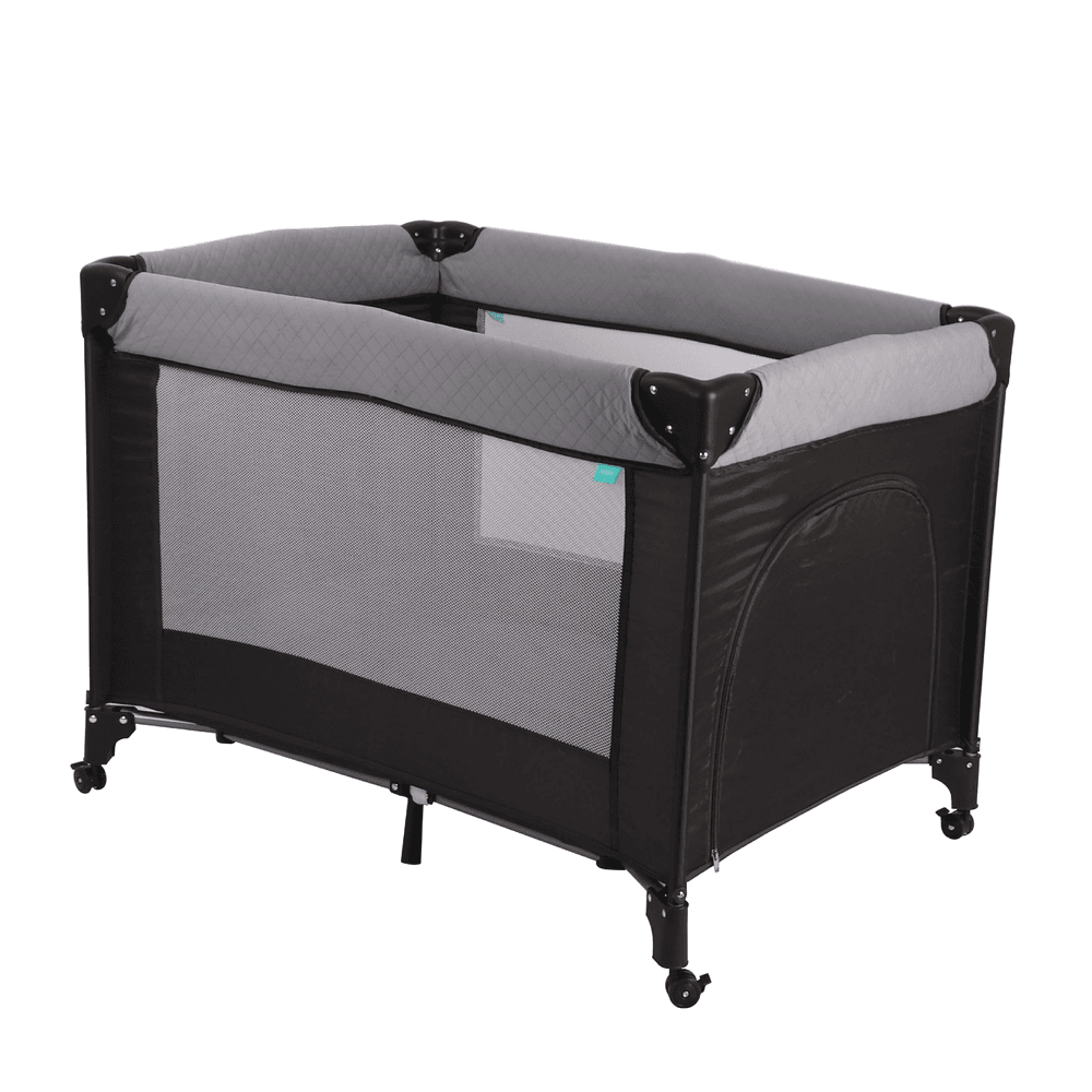 Moon - Kidora Easy-Fold Playpen With Wheels - Black