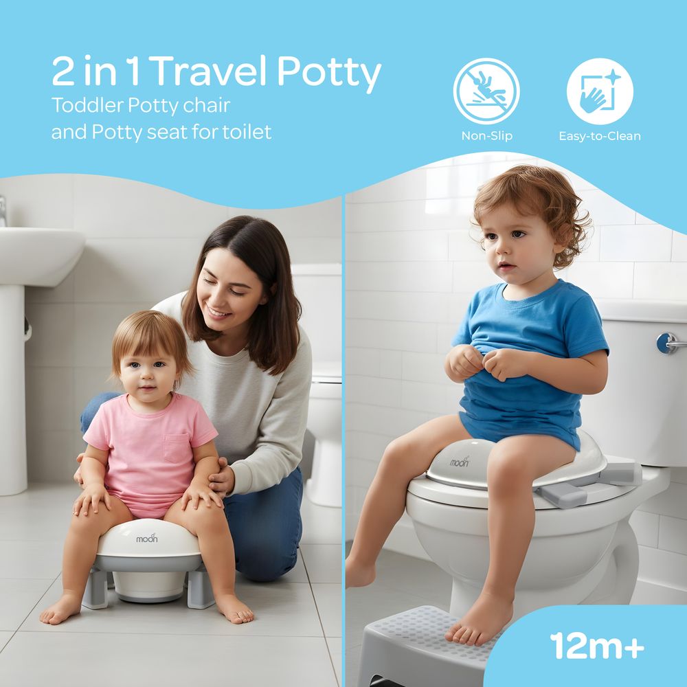 Moon 2-In-1 Travel Baby Potty Seat - Grey