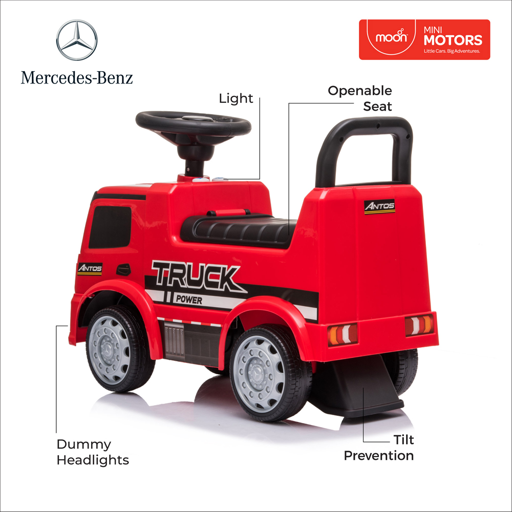 Moon - Mercedes Benz Truck Licensed Foot to Floor Ride On - Red