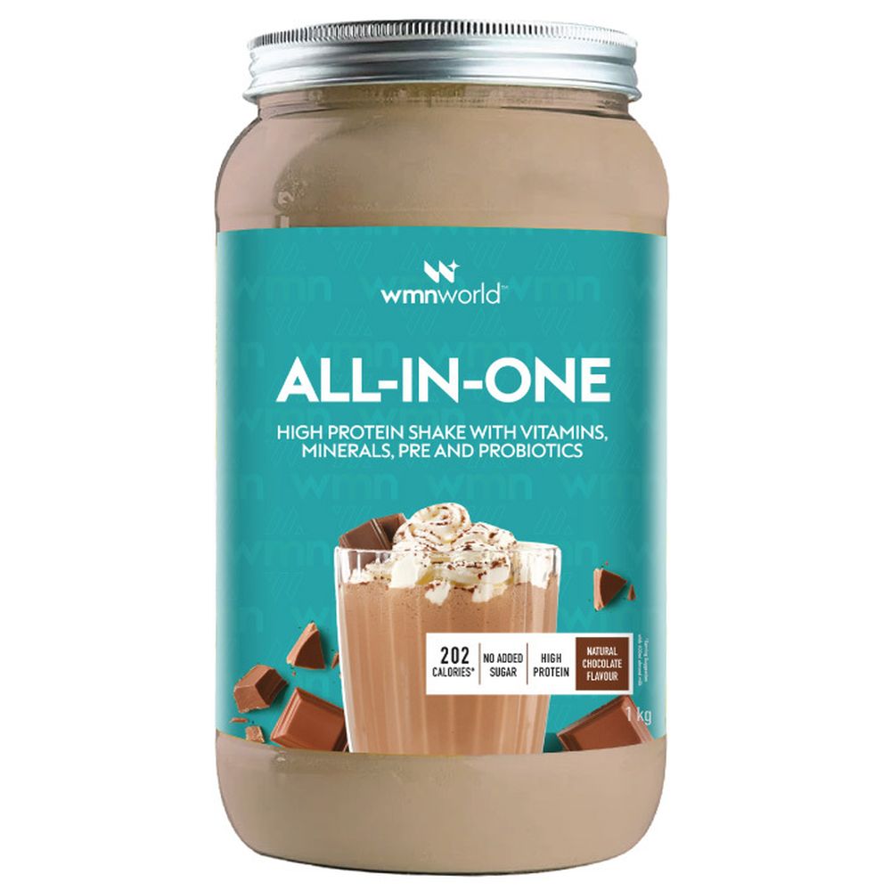 WMN World - All-In-One Meal Replacement Supplement With Vitamins & Prebiotics - Chocolate Milkshake Flavour 1Kg