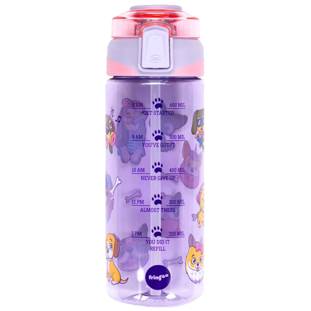 Fringoo - Locked Straw Bottle 650ml - Fancy Dogs