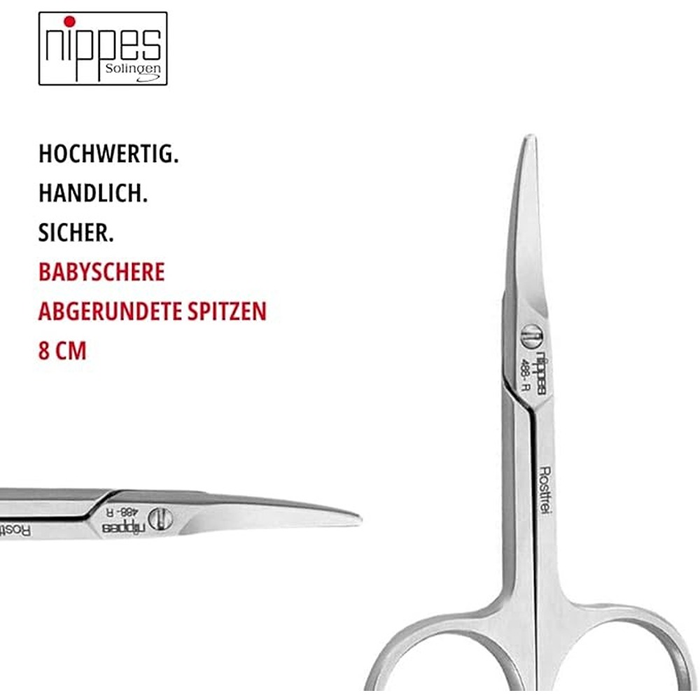 Nippes - Solingen Rounded Tip Curved Scissors For Baby Nails