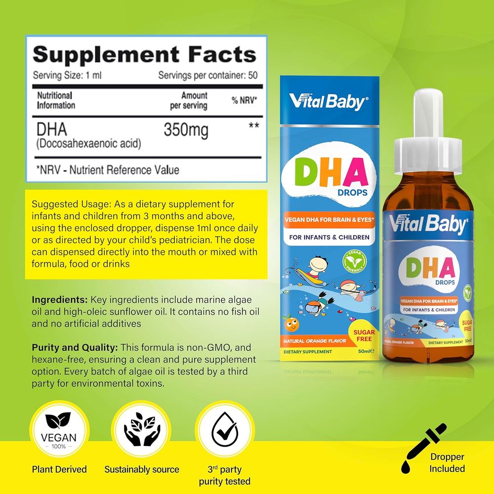 Vital Healthcare - Vital Baby DHA Drops - Orange Flavour - 50 ml