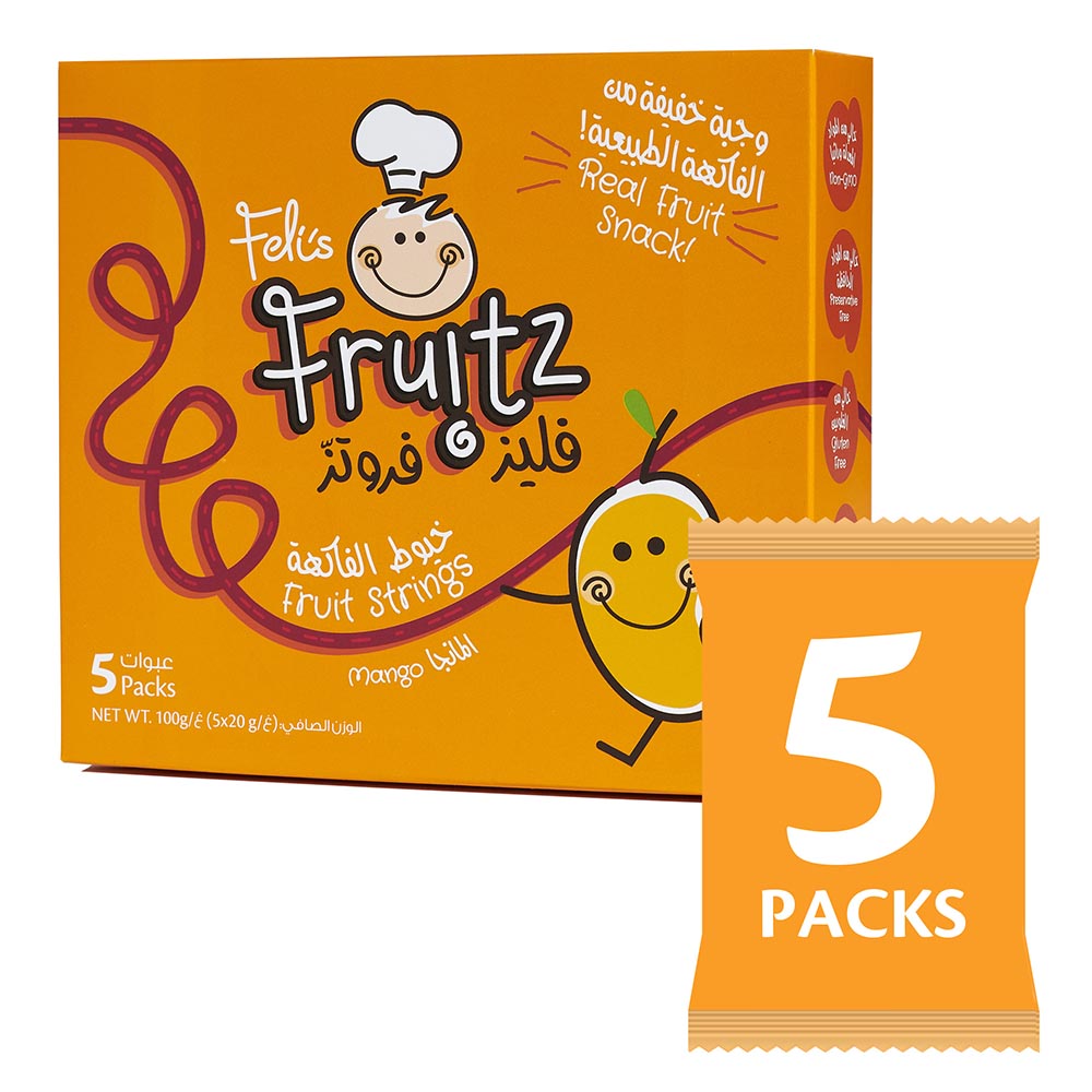 Feli's Fruitz - Mango Real Fruit Strings Snack - 100 gm - 5 Pcs