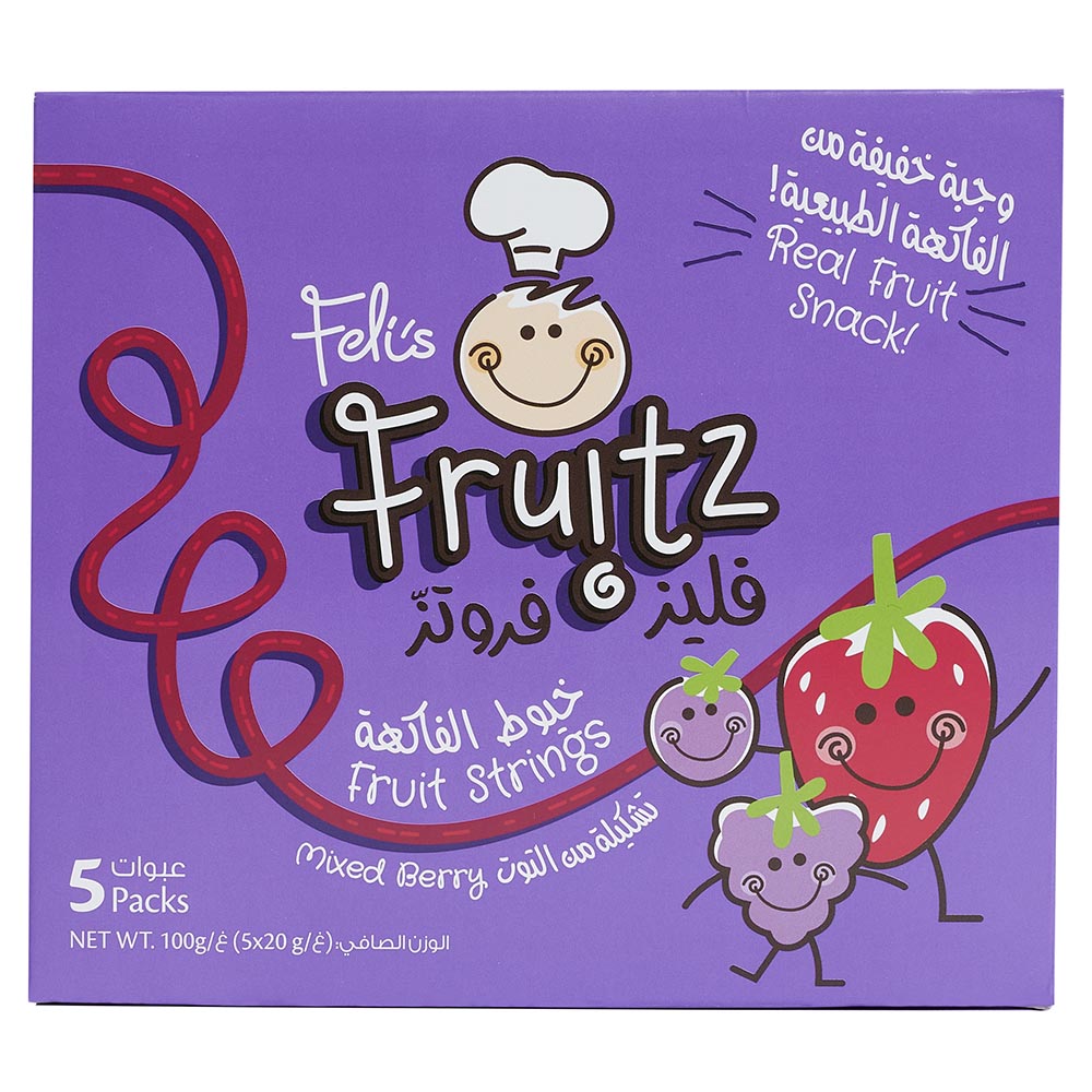 Feli's Fruitz - Mixed Berry Real Fruit Strings Snack - 100 gm - 5 Pcs