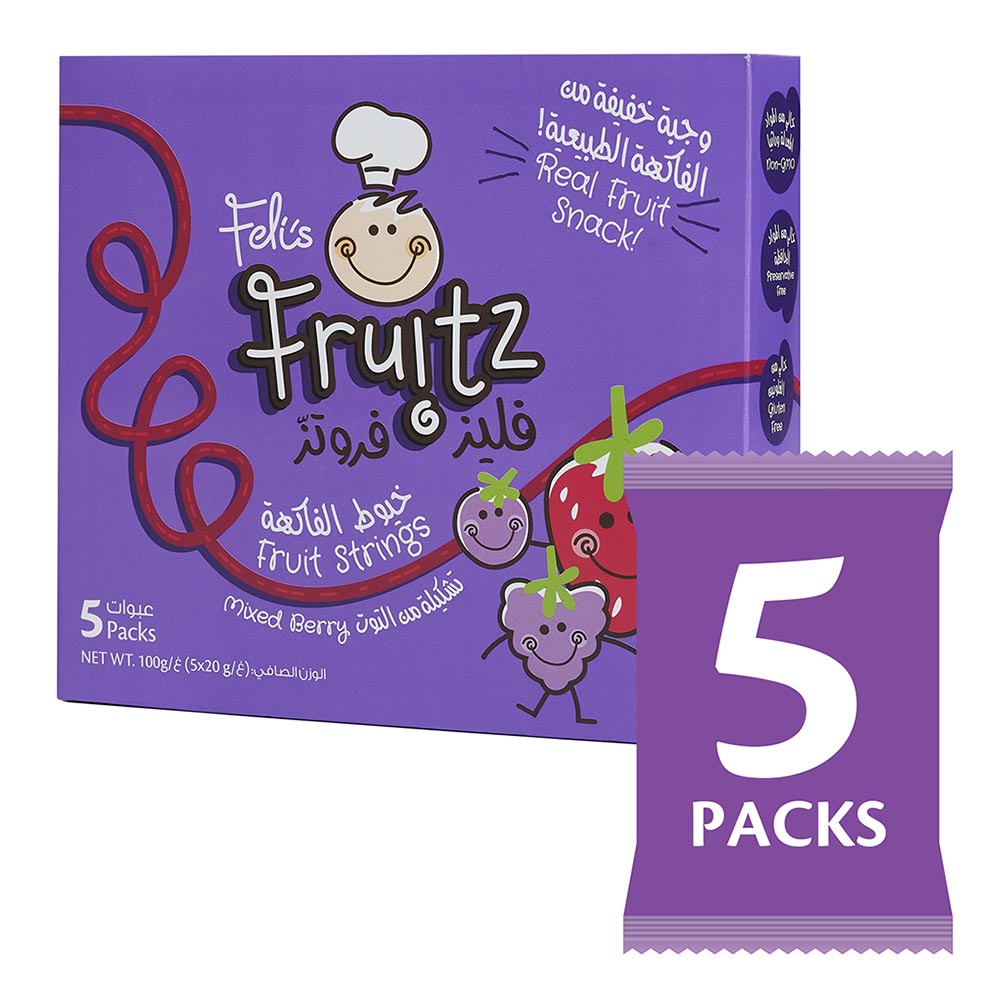 Feli's Fruitz - Mixed Berry Real Fruit Strings Snack - 100 gm - 5 Pcs