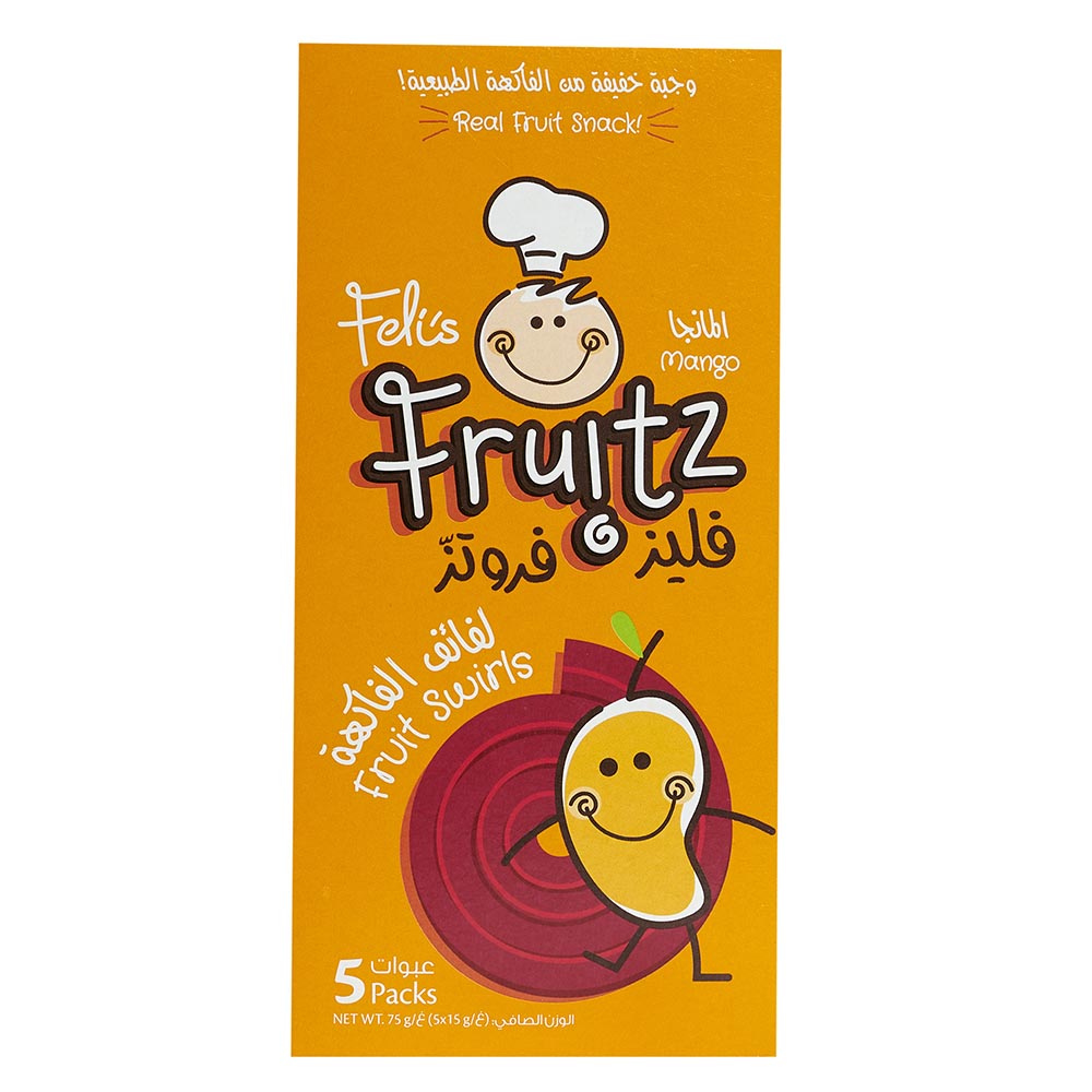 Feli's Fruitz - Mango Real Fruit Swirls Snack - 75 gm - 5 Pcs