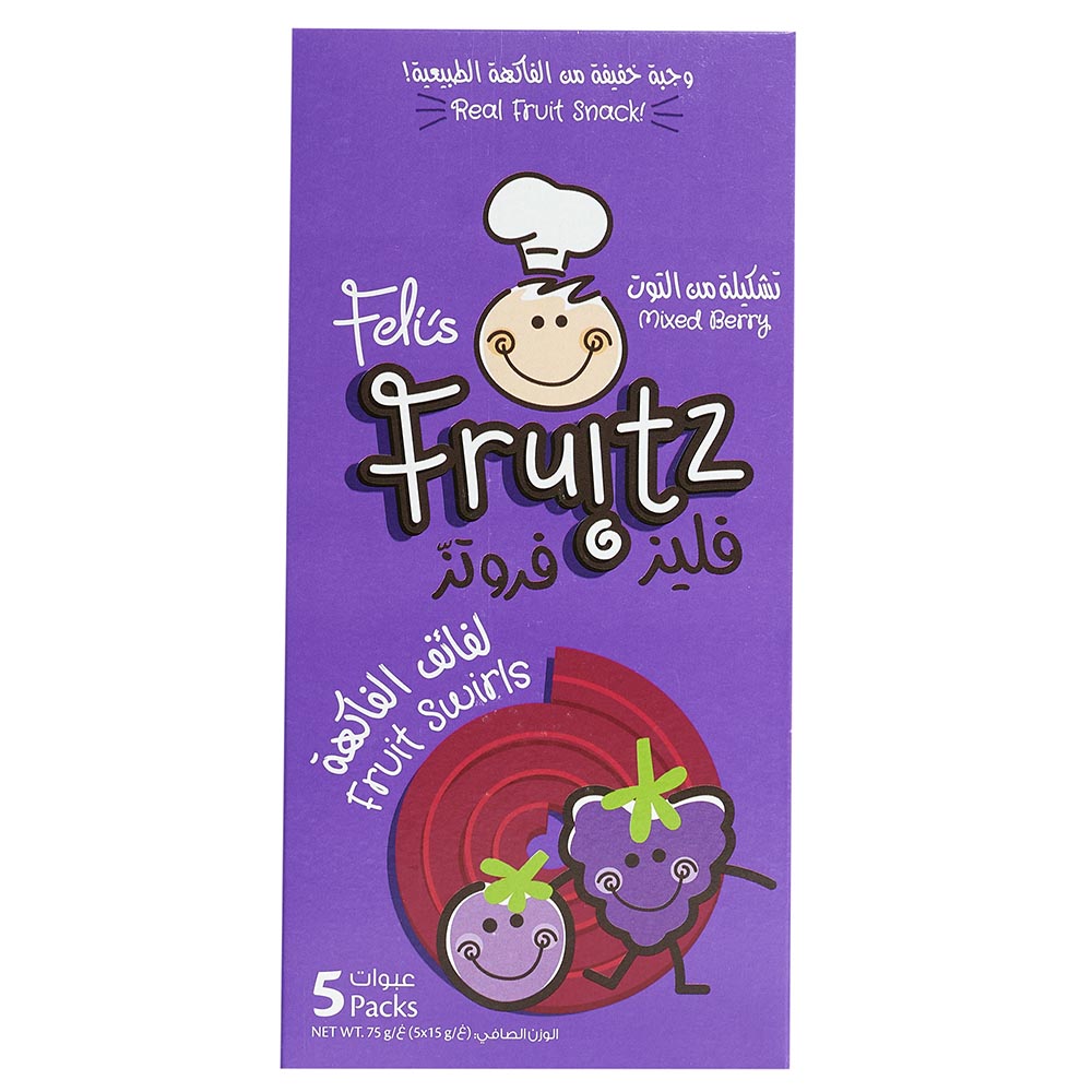 Feli's Fruitz - Mixed Berry Real Fruit Swirls Snack - 75 gm - 5 Pcs