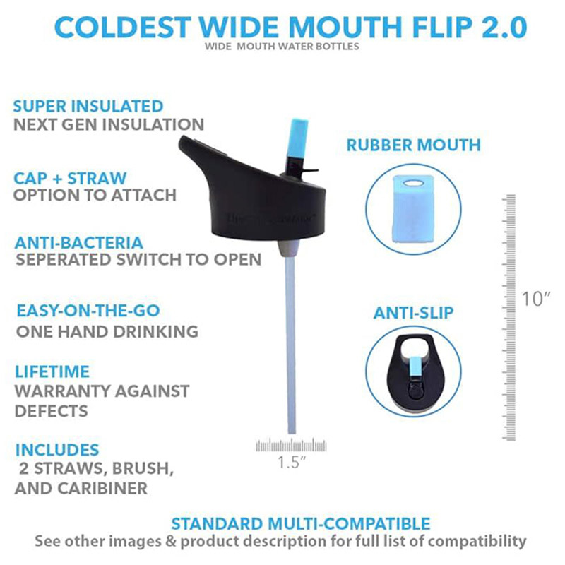 The Coldest Water - Coldest Water Bottle Wide Mouth Lid - Black