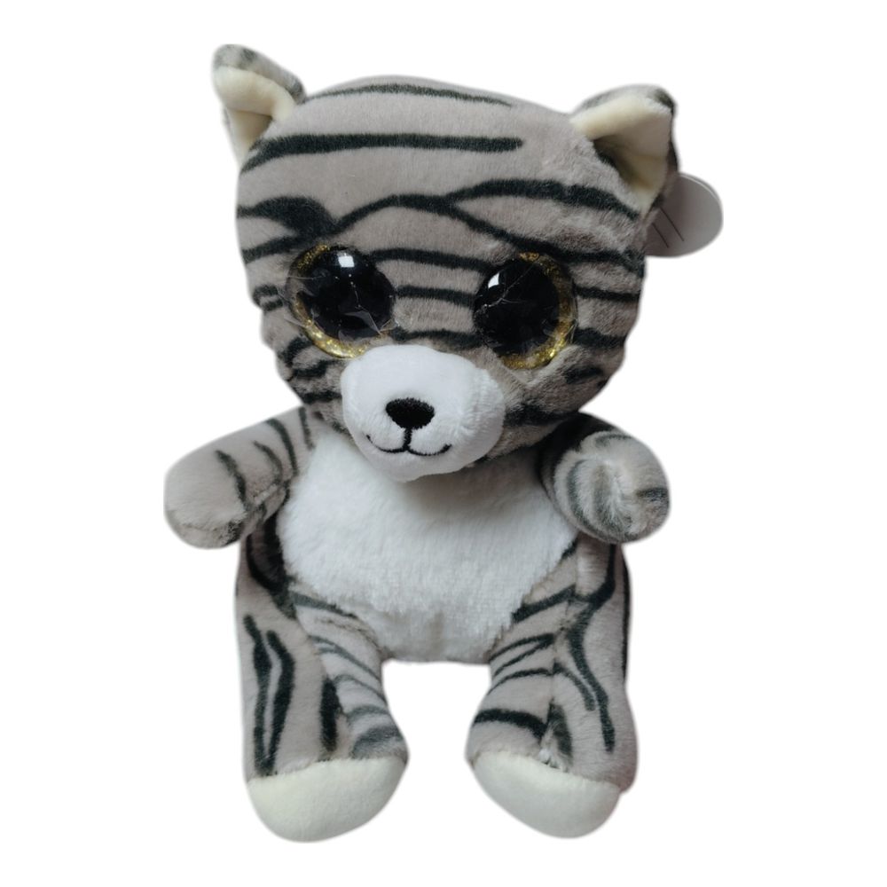 CUDDLY LOVABLES - Tabby Cat Plush Toy - Grey - 15cm