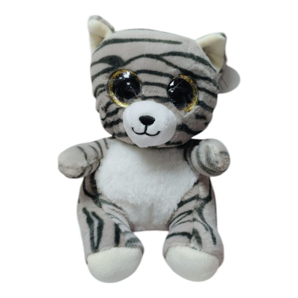 CUDDLY LOVABLES - Tabby Cat Plush Toy - Grey - 15cm