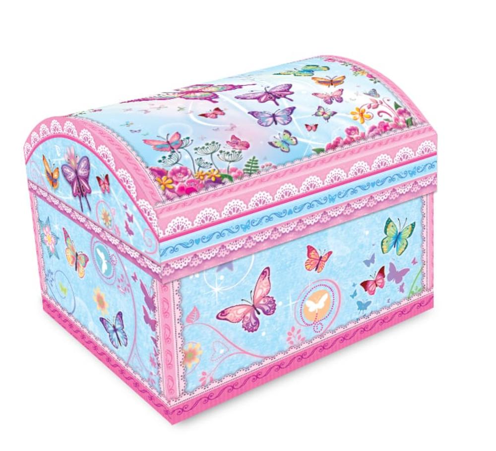 Pecaware - Dome Shape Butterfly Musical Jewellery Box - Pink/Blue