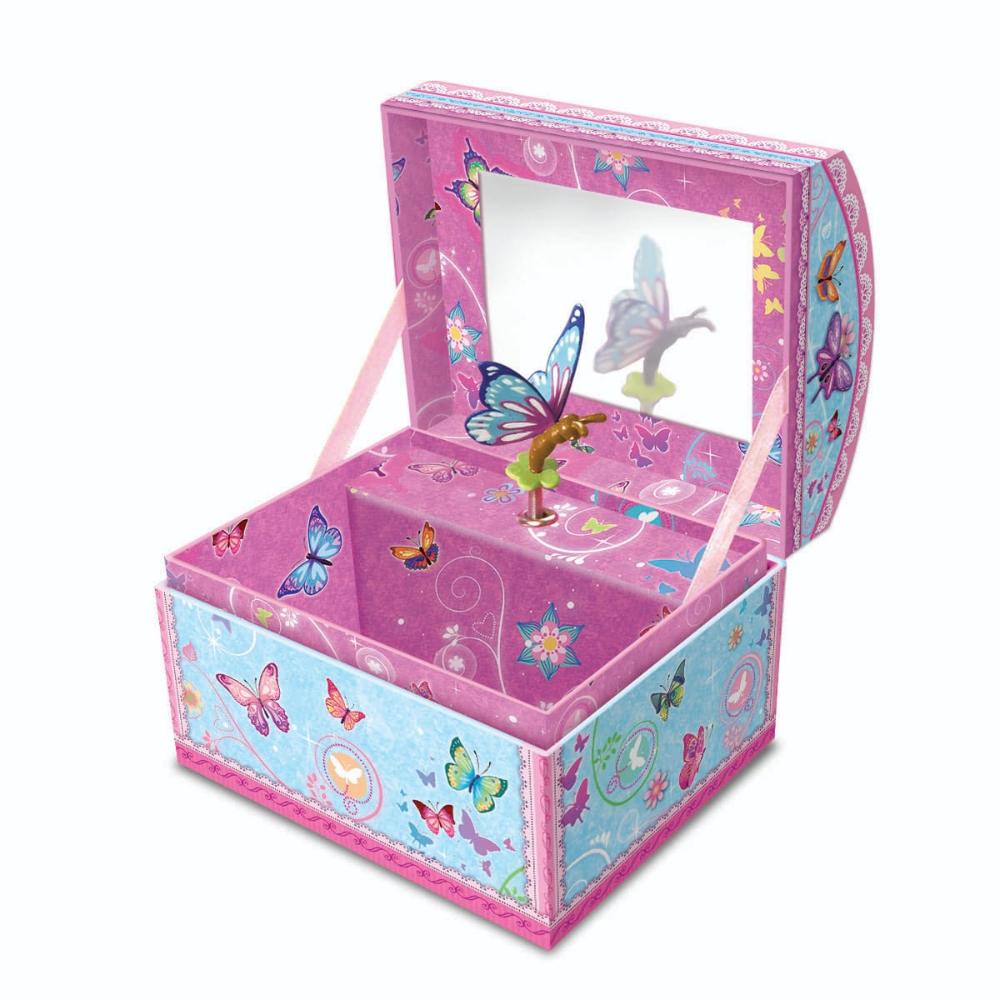 Pecaware - Dome Shape Butterfly Musical Jewellery Box - Pink/Blue