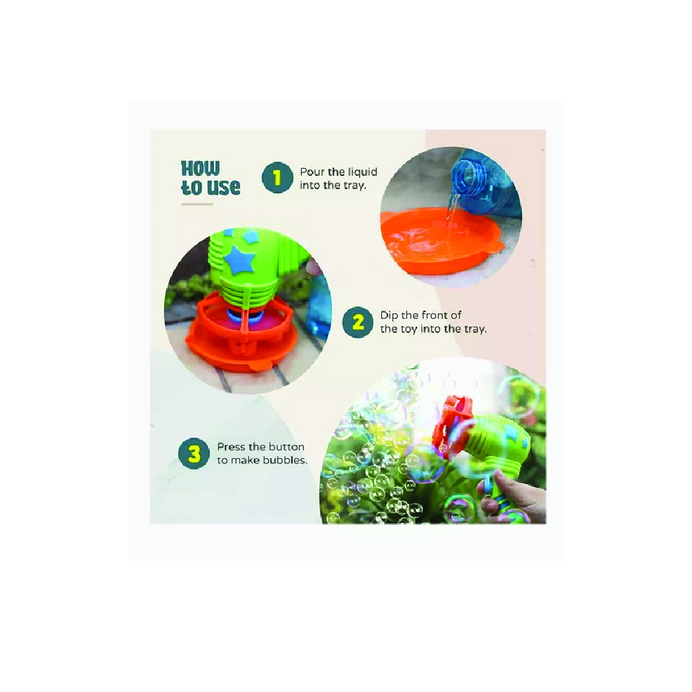 Sam Toys - Storm Bubble Gun  – Semi-auto Blowing Bubble Maker With Tray & Bubble Liquid Toy - For Boys And Girls