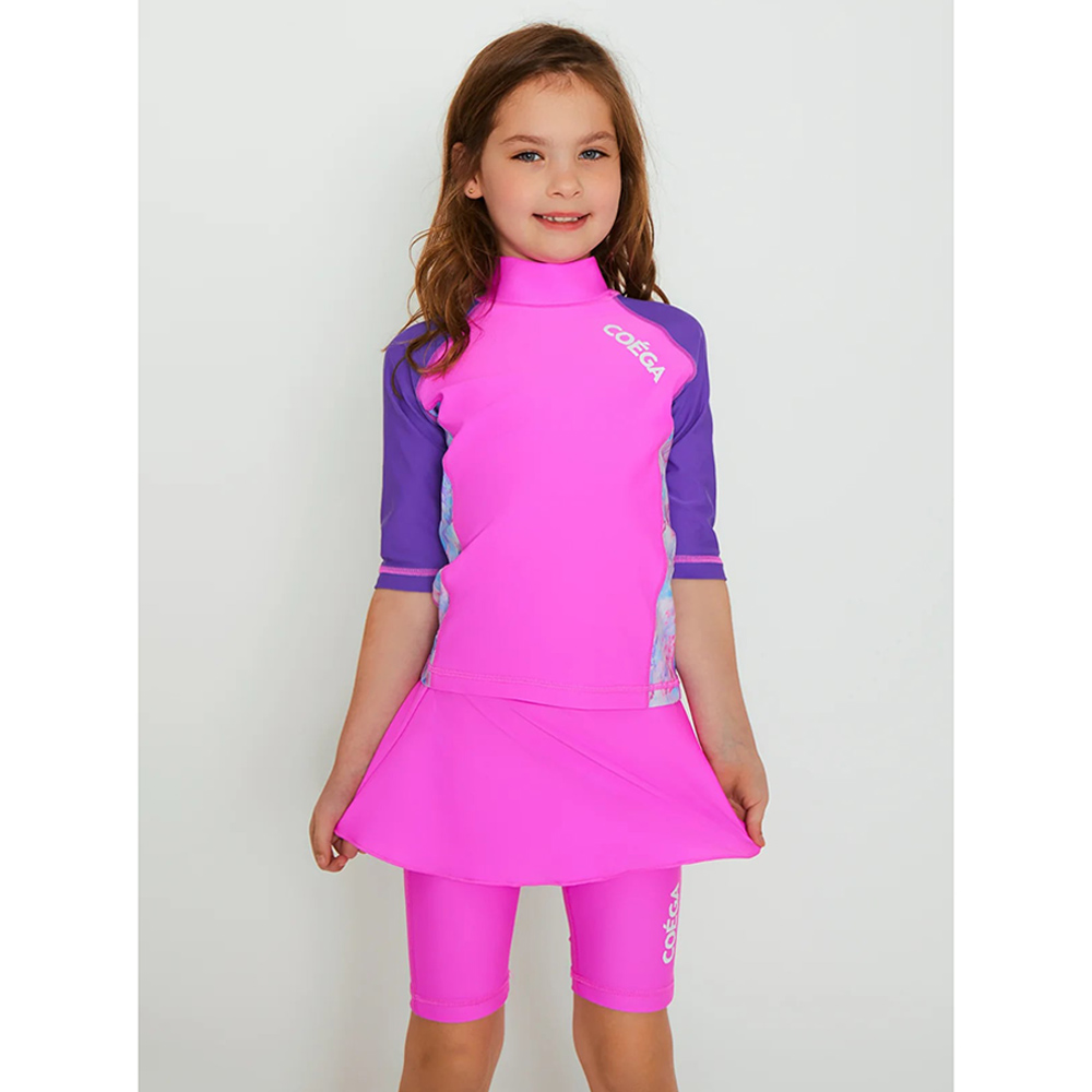 Coega Sunwear - Girls Kids Skirted Shorts - Purple Abstract Drops